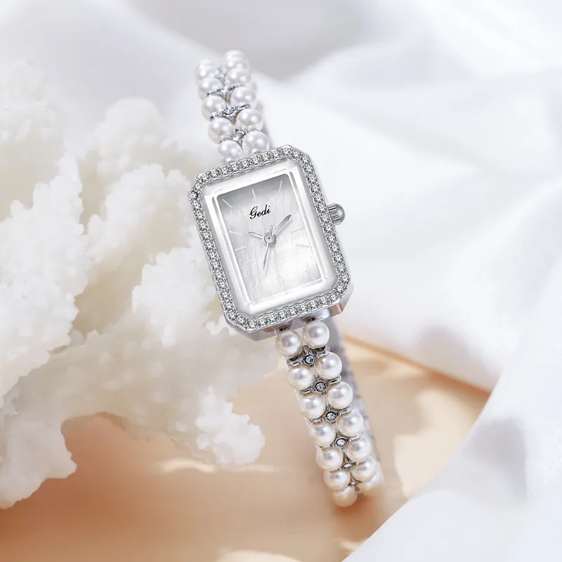 Dames licht luxe parel hoogwaardig quartz horloge creatief hoog uiterlijk niveau waterdicht horloge