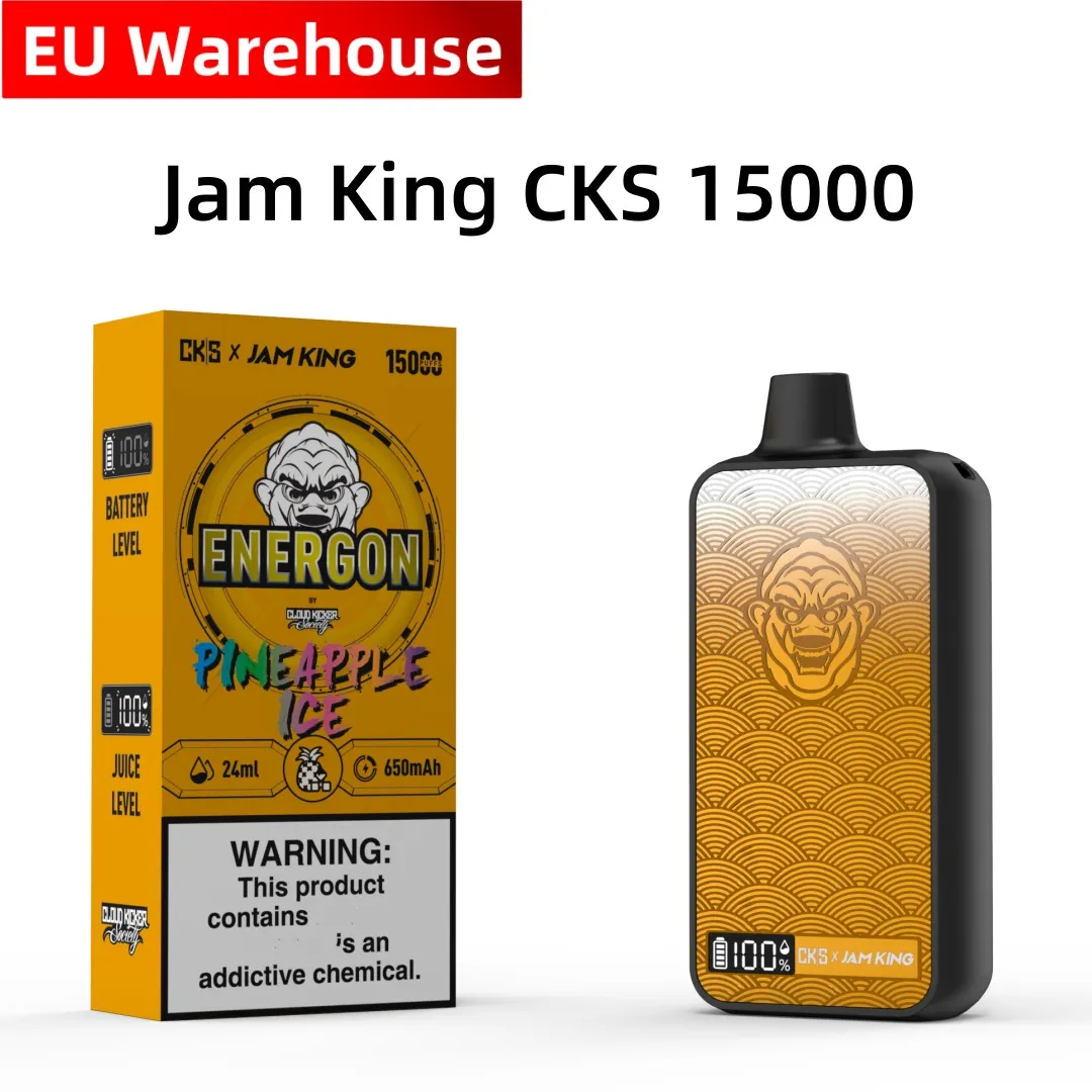 Оптовые вейперы Jam King CKS ENERGON 15000 Puffs 24 мл E-Liquid Одноразовый вейп Электронная сигарета Экранный дисплей USB-C со вкусом сока против Tornado Vape 10000 Puff