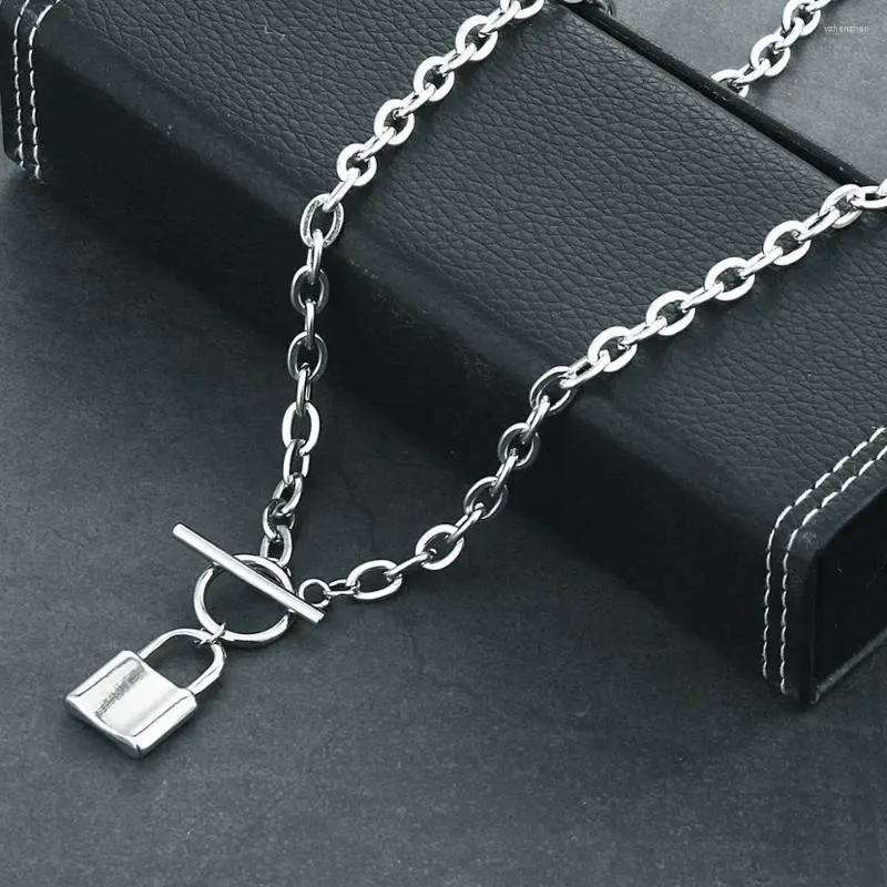 Pendentif Colliers Lock Collier Punk 90s Link Chain Cadenas pour femmes en acier inoxydable gothique bijoux cadeau