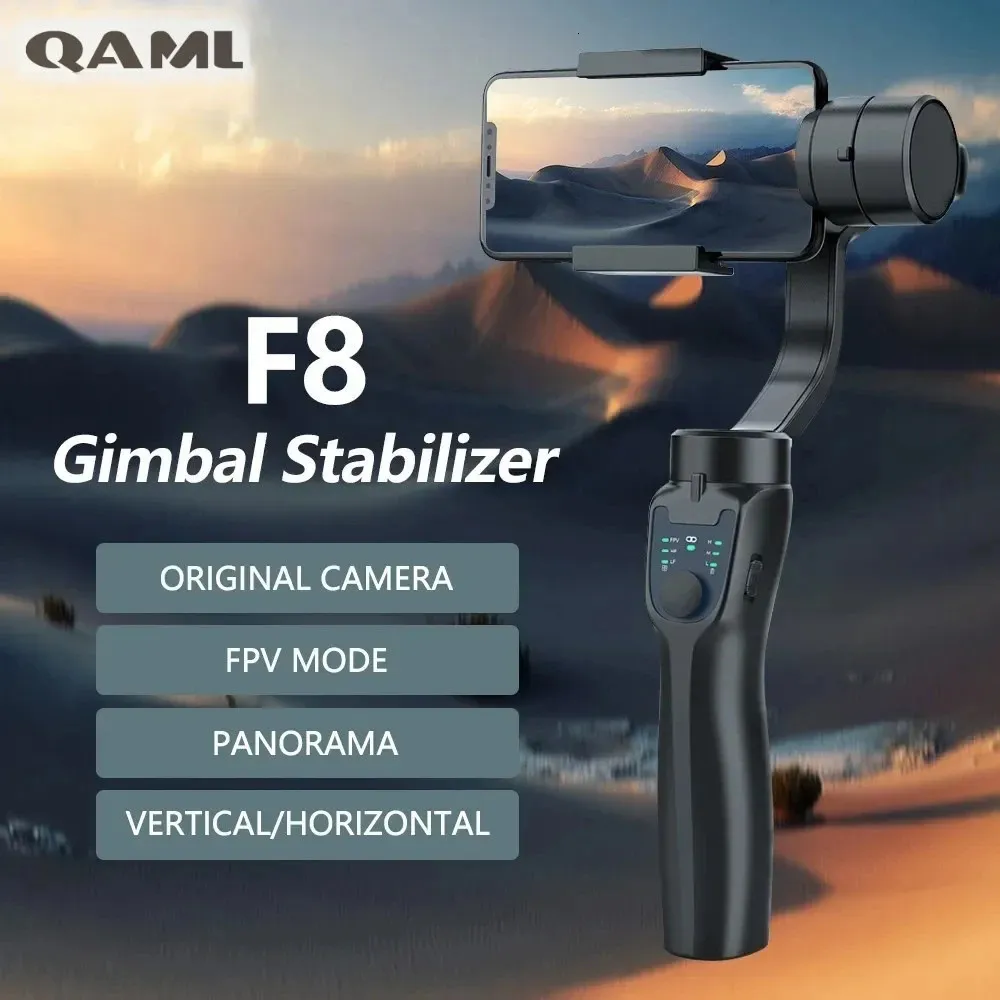 F8 handhållen 3axis gimbal telefonhållare anti shake videoregistreringsstabilisator för mobiltelefon smartphone 240111