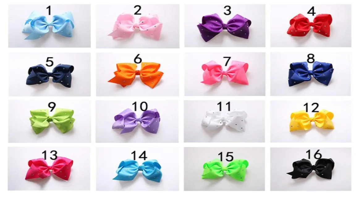 8インチJojo Rhinestone Hair Bow for School Baby Children Pastel Bow 16 Colors Kids Hair Accessories8995080