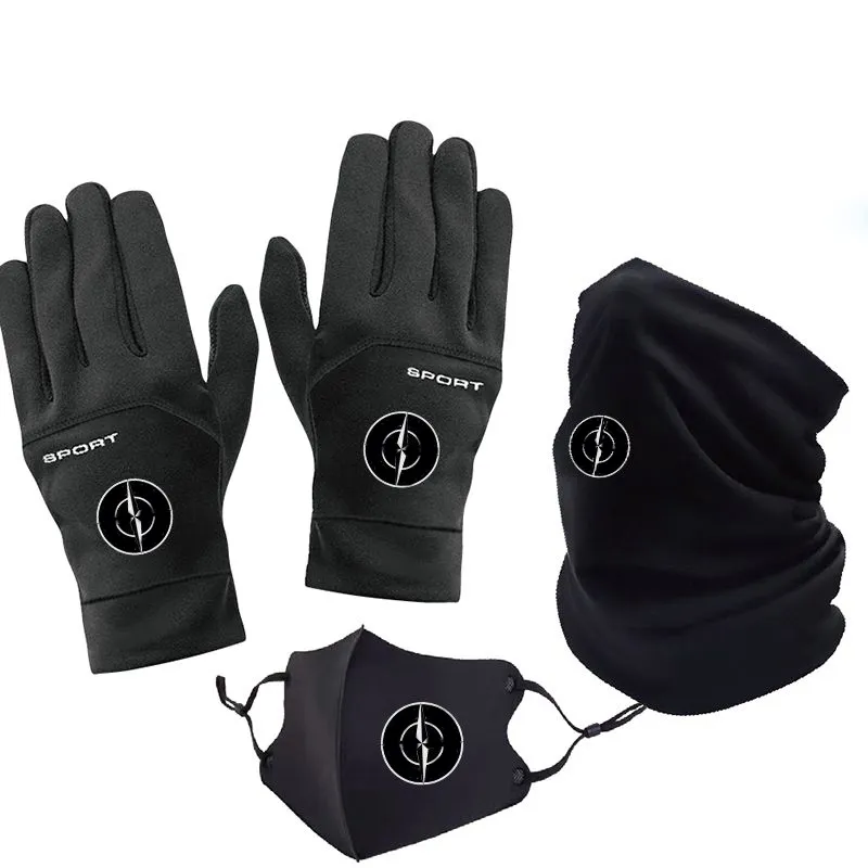 Мужские зимние велосипедные перчатки Женские велосипедные спортивные костюмы Уличные теплые перчатки Дизайнерский многоцелевой шарф Черная 3D-маска Модные противоскользящие перчатки