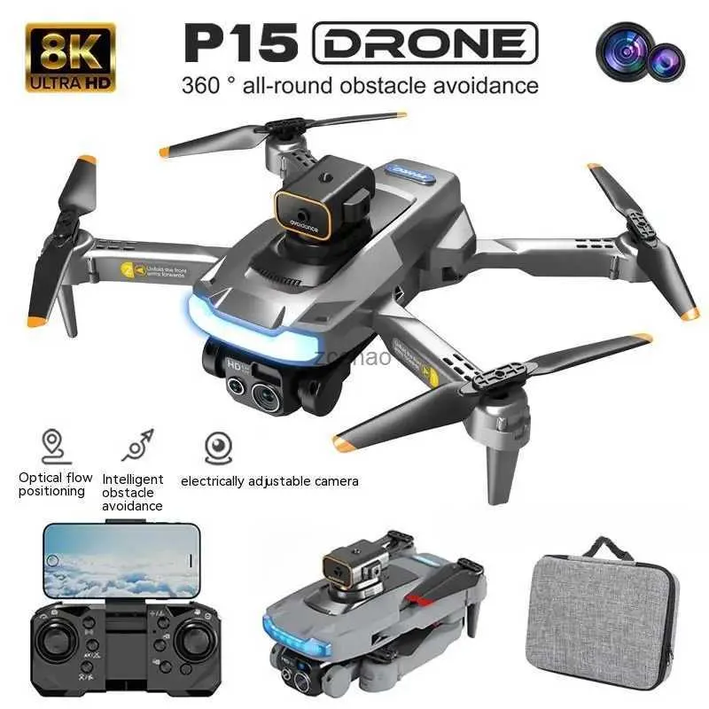 Drones P15 8K HD Caméra Drone GPS sans balais Longue Endurance RC Avion Obstacle Évitement Photographie Aérienne Pliable Machine Volante