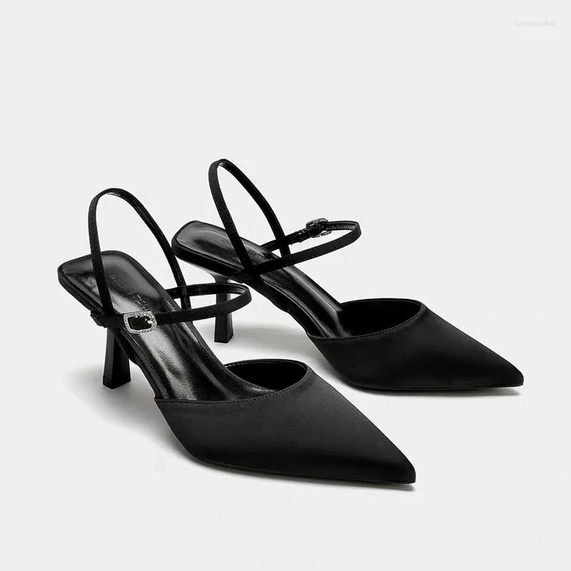 Sandalen Sexy High Heels Frauen Kleid Elegante Hausschuhe Schuhe 2024 Mode Sommer Wildleder Spitz Flip-Flops Pumpen Weibliche Slides
