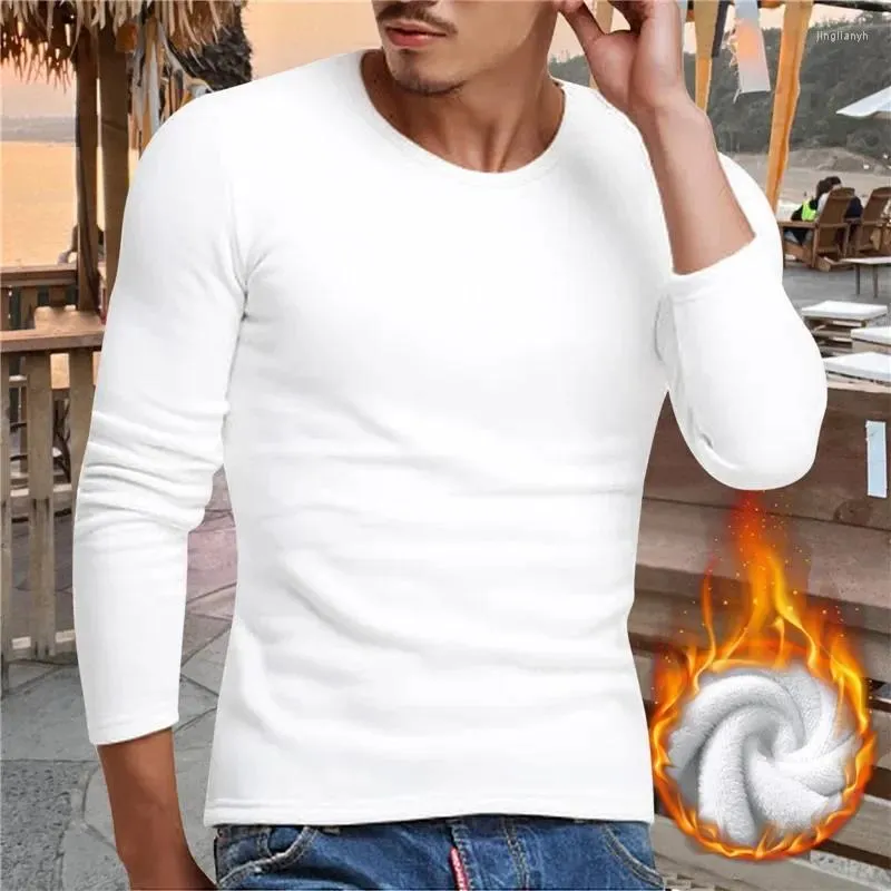 T-shirt da uomo 2024 Inverno Uomo Tshirt Biancheria intima termica Thermo Warm Long Johns Pullover Shirt Tops Plus Velvet