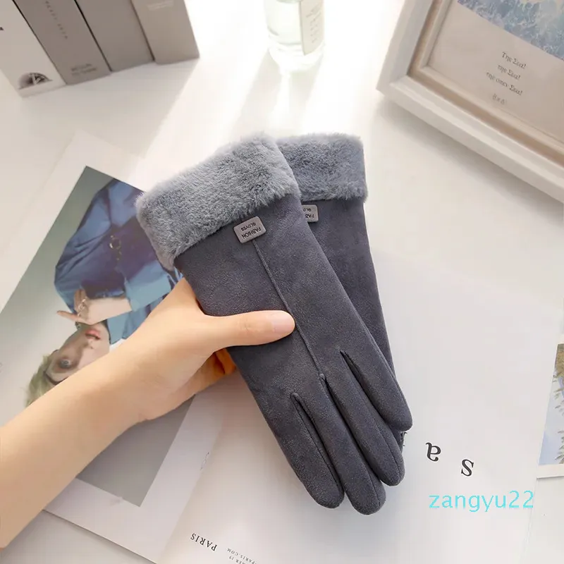 Five Fingers Gloves Women Winter Gloves Warm Women's Fur Gloves Full Finger Mittens Glove Driving Windproof Gants Femme Guantes Gift