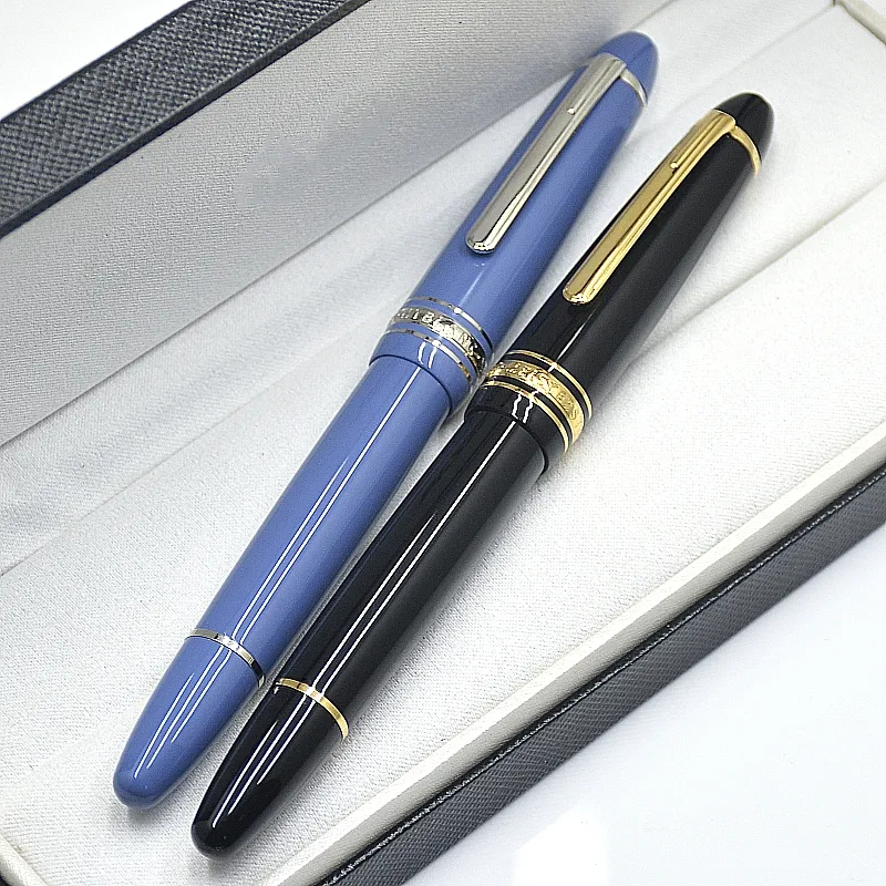 Remplissage en gros de nouveaux luxe MSK-149 Piston Classic Fountain Pen Black Blue Resin Business Office Writing Encre stylos avec numéro de série