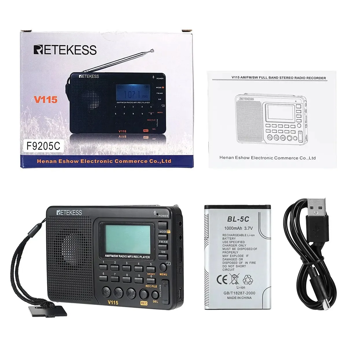 RETEKESS V115 Radio FM AM SW Radios Portátiles Baterías De Onda Corta