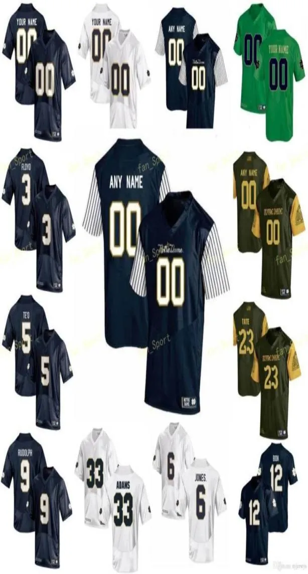 College Jerseys 33 Josh Adams 34 Jahmir Smith 4 George Atkinson III 40 Drew White 5 Manti Te'o 6 Jerome Bettis Custom Football Stitched6671374