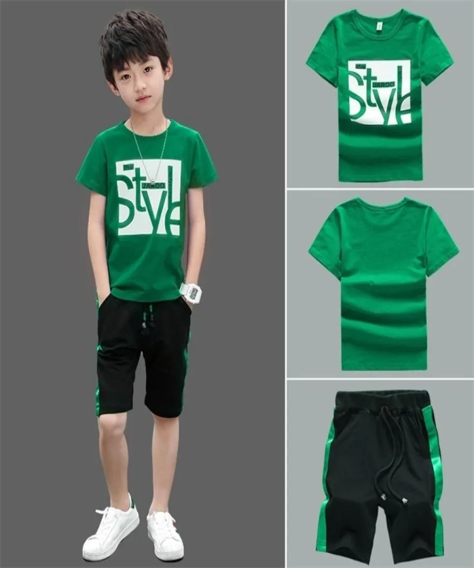 Meninos roupas conjunto de manga curta tshirt calças verão crianças menino esportes terno crianças roupas roupas adolescente 5 6 7 8 9 10 11 12 anos 23458186