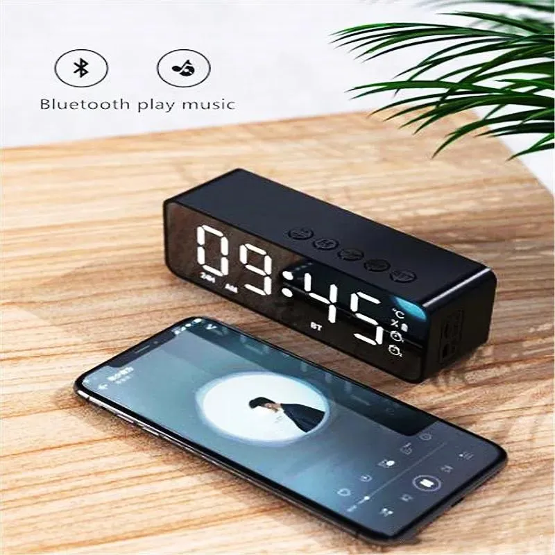 Speakers Hot for Xiaomi Bluetooth Speaker Clocks FM Radio LED Digital Smart Alarm Clock Watch Table Electronic Desktop Clocks Table Decor