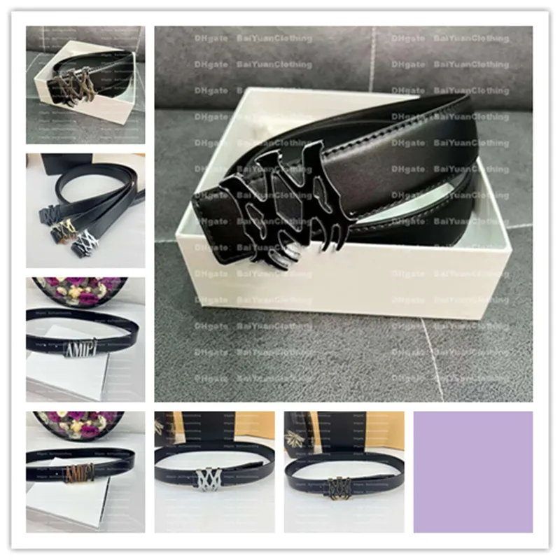 2023 مع Box Mens Designer Belt for Men Luxury Am Amiriliness AM2 Business Business Business Womens Ceinture الأسود المعدني