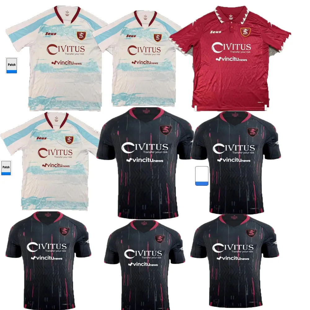 23/24 Salernitana Herren-Fußballtrikots FAZIO CABRAL COULIBALY BOTHEIM BOHINEN MARTEGANI Home Red Away 3rd Football Shirts Kurzarm