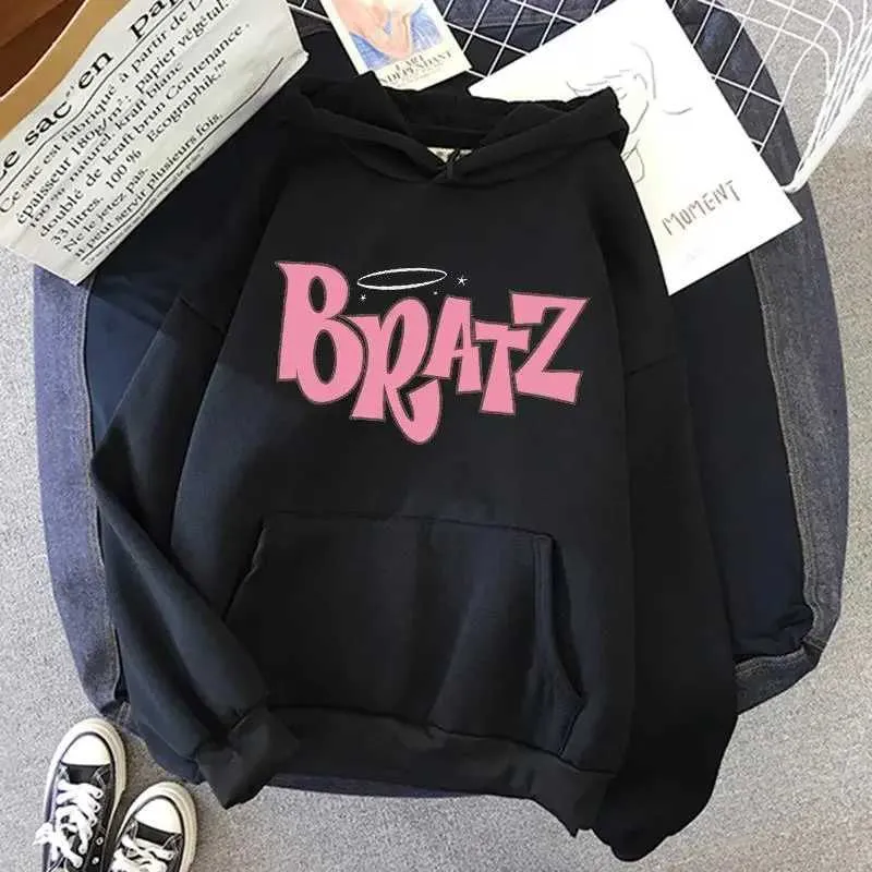 Bratz Letter Printed Female Hooded Sweatshirt Men Women Hoodie Hip Hop Long Sleeve Streetwear Unisex Comfortable Clothes Tops