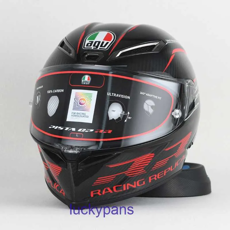 Chameleon GP RR Ice Blue AGV Black Pista Red Trail Bright Matte Carbon Fiber Motorcykelhjälm Full 1 7LFS