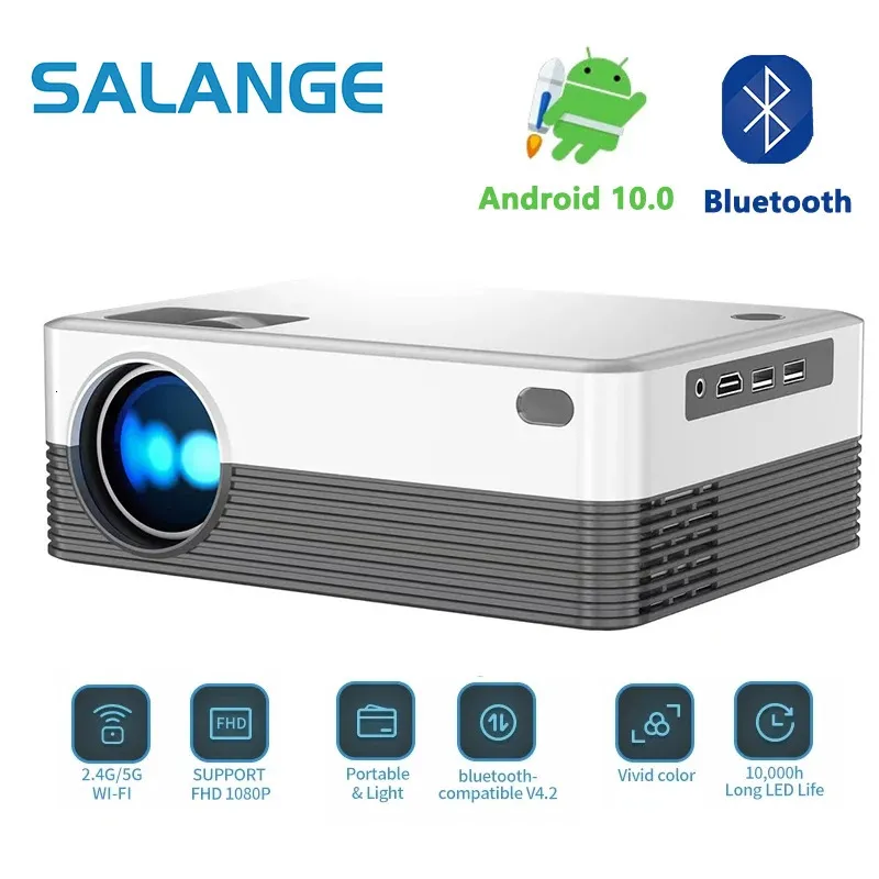 Salange P35 Android 10 Projektör WiFi Taşınabilir Mini Video Beamer Akıllı TV 1280*720dpi Oyun filmi için Sinema 1080p 4K Video 240112