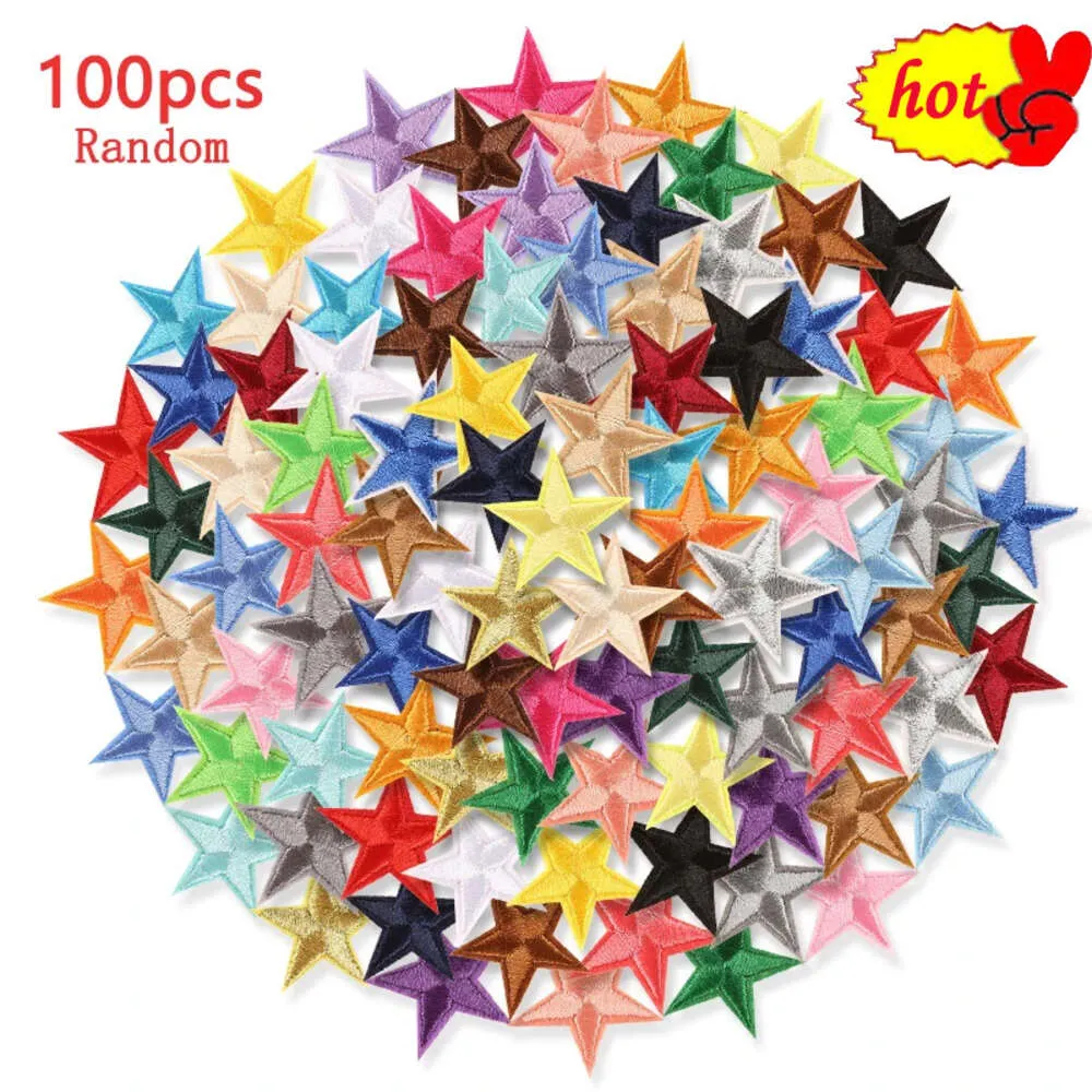 100 peças lote remendos de estrela de cinco pontas para roupas crianças ferro em massa meninas pacote mix meninos bordados atacado pequeno térmico