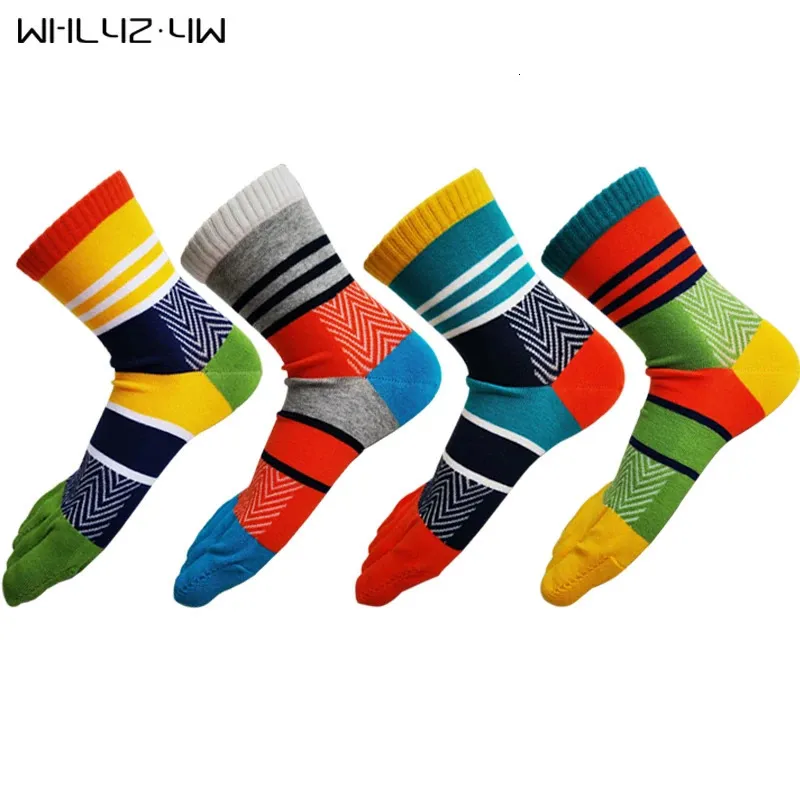 5 Parslot Men Kolorowe skarpetki Stripe Fashion Five Fingers Toe Mosaic DEODORANT BIZNES Europe Wild Funny Sock For Sport 240112