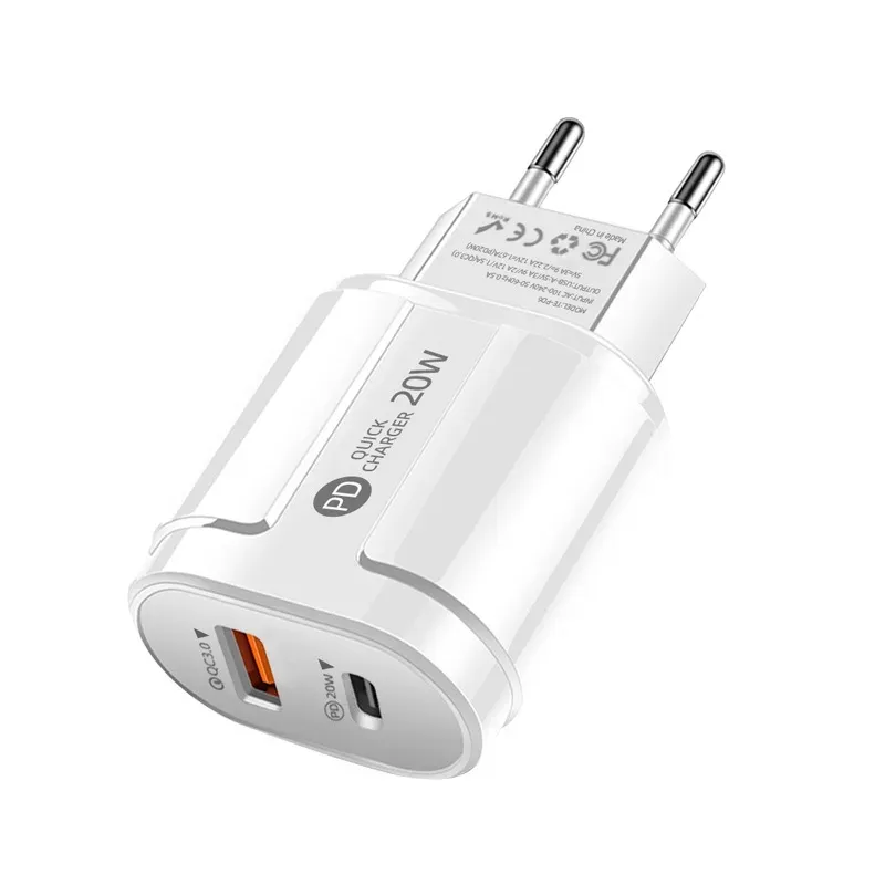 Fast Charging 20W USB C PD Wall  Type C Quick  Power Adapter EU US Plug For Iphone 15 14 Pro Samsung S24 LG Android Phone