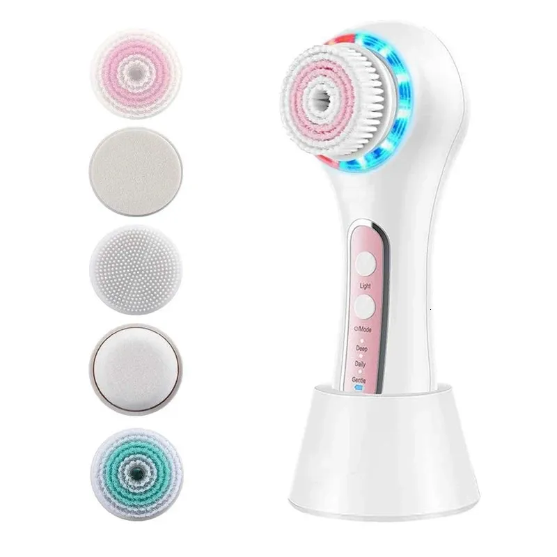 Electric Cleansing Brush LED FACE Cleanser Brush IPX7 Vattentät ansiktsskrubber Deep Cleaning Exfoliation Face Spin Brush 240112