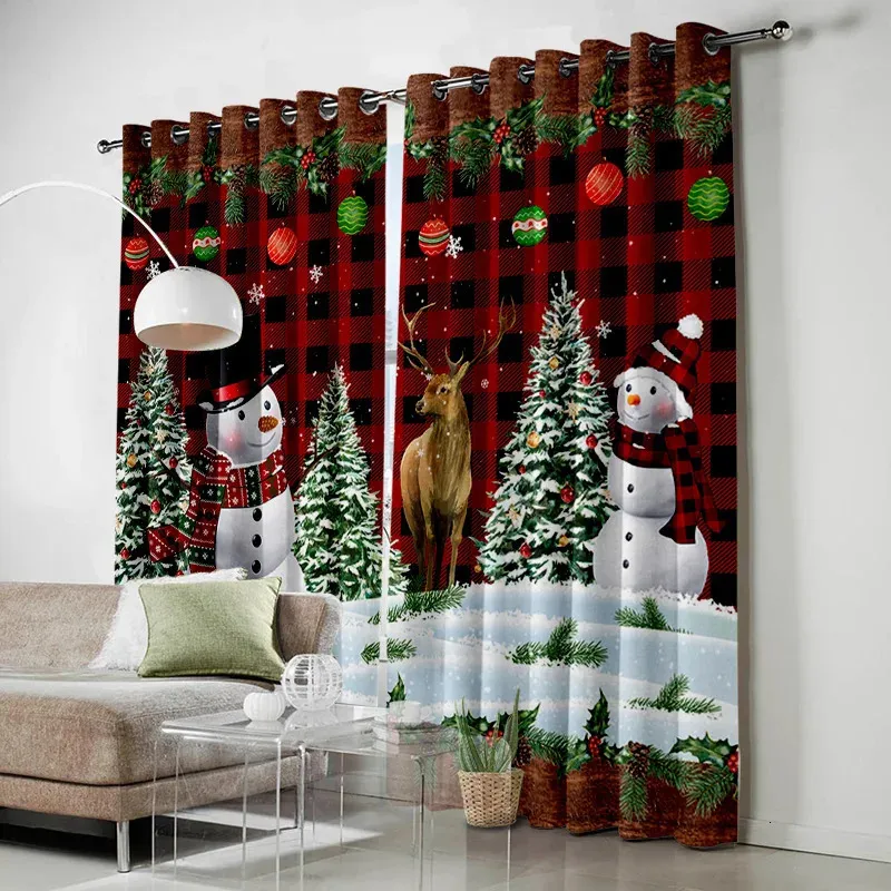 Rideau de fenêtre de noël, décoration pour la maison, chambre à coucher, cuisine, salon, ornement de noël, cadeaux de noël, année 240111