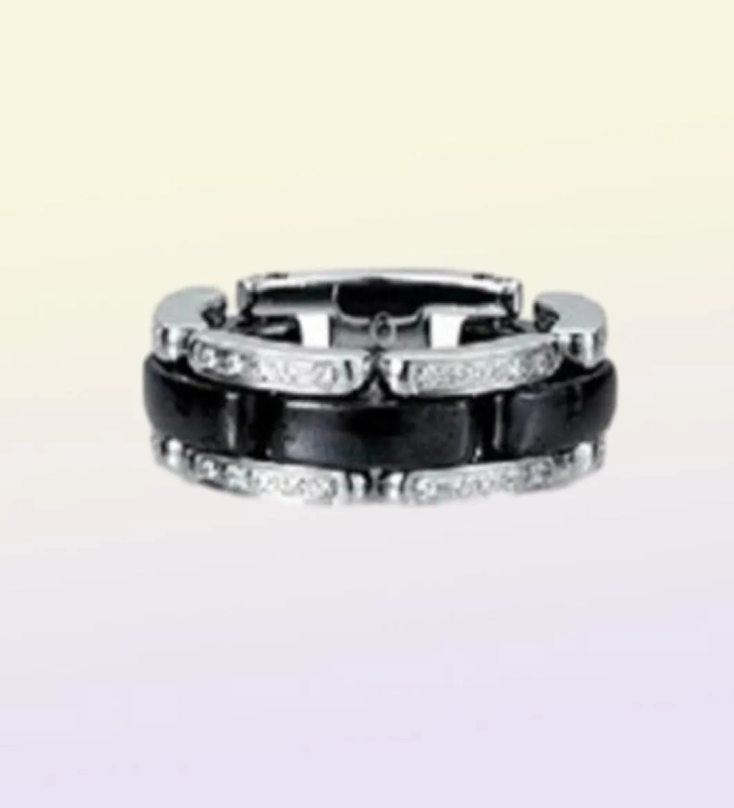 Nieuwe Collectie Merk Sieraden Boutique Hoge Kwaliteit Women039s Ring zwart en wit keramische diamanten ring ring staart ringen sieraden57641505743426
