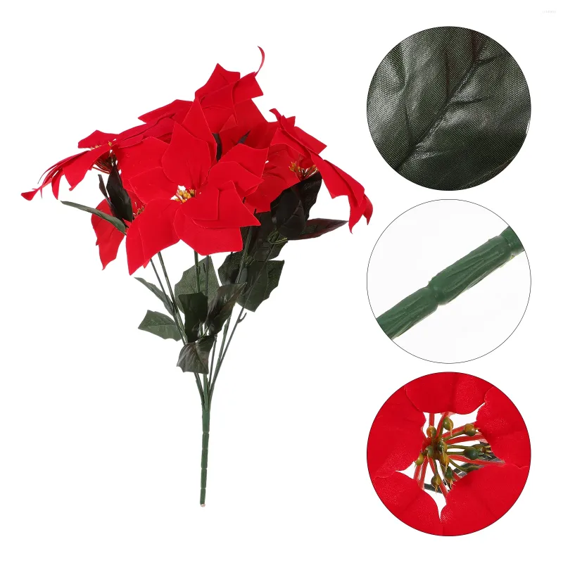 Decoratieve bloemen 2 stuks Kerst Poinsettia Pick Rode Poinsettia Bloemenstruiken Bloemen Accessoires Voor Kerstfeest