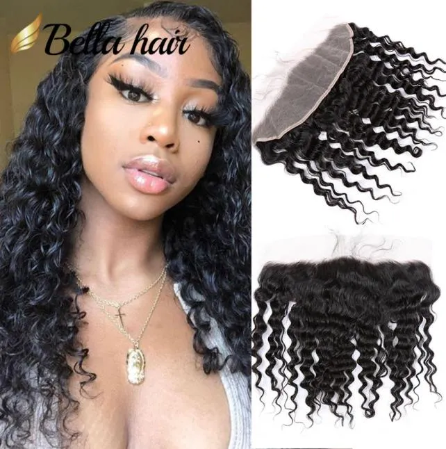 13x4 Deep Wave HD Lace Frontal Stängning Virgin Hår örat till öron Frontals Brasilian med babyhår Peruanska indiska blekt knop5665986