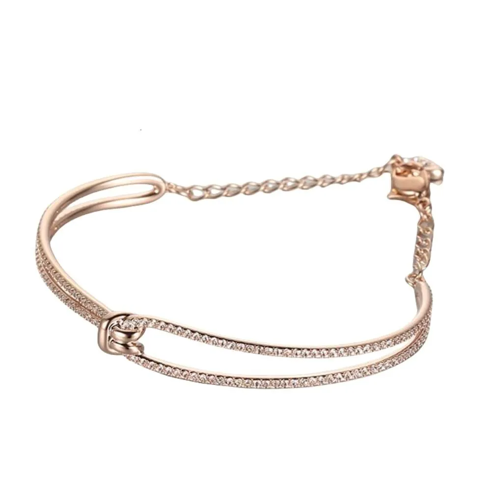 Swarovskis Bracelet Designer Women Top Quality Bangle High Rose Gold Twisted Bracelet Women's Swallow Element Crystal Romantic Knot Bracelet