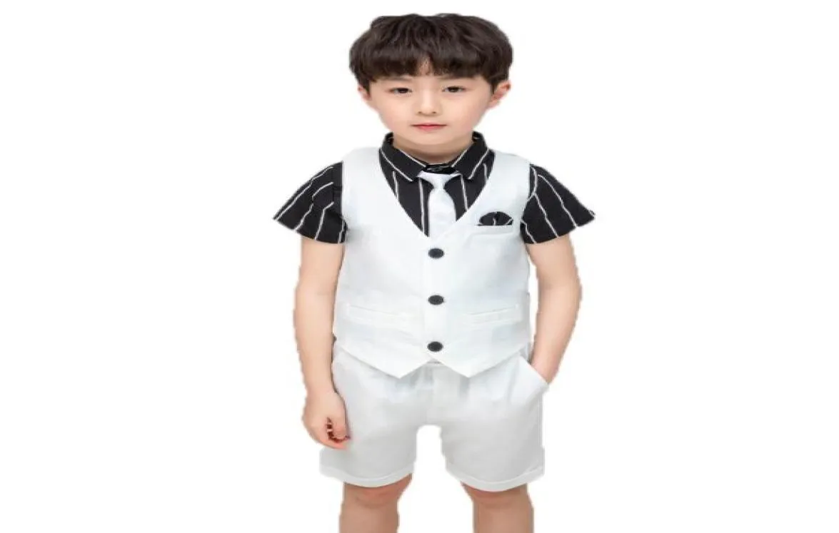 Ensemble de vêtements de fête de mariage pour enfants, Costume formel d'été pour garçons, gilet et short, Costume de smoking de Performance pour enfants à l'école, 2020, 1256004