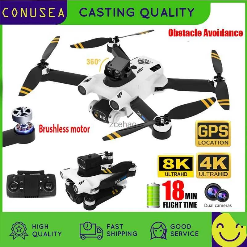 Drones S136 Pro Ultra 8K 4K caméra Drone Gps Drones Hd double caméra professionnel quadrirotor sans brosse hélicoptère évitement d'obstacles Dron