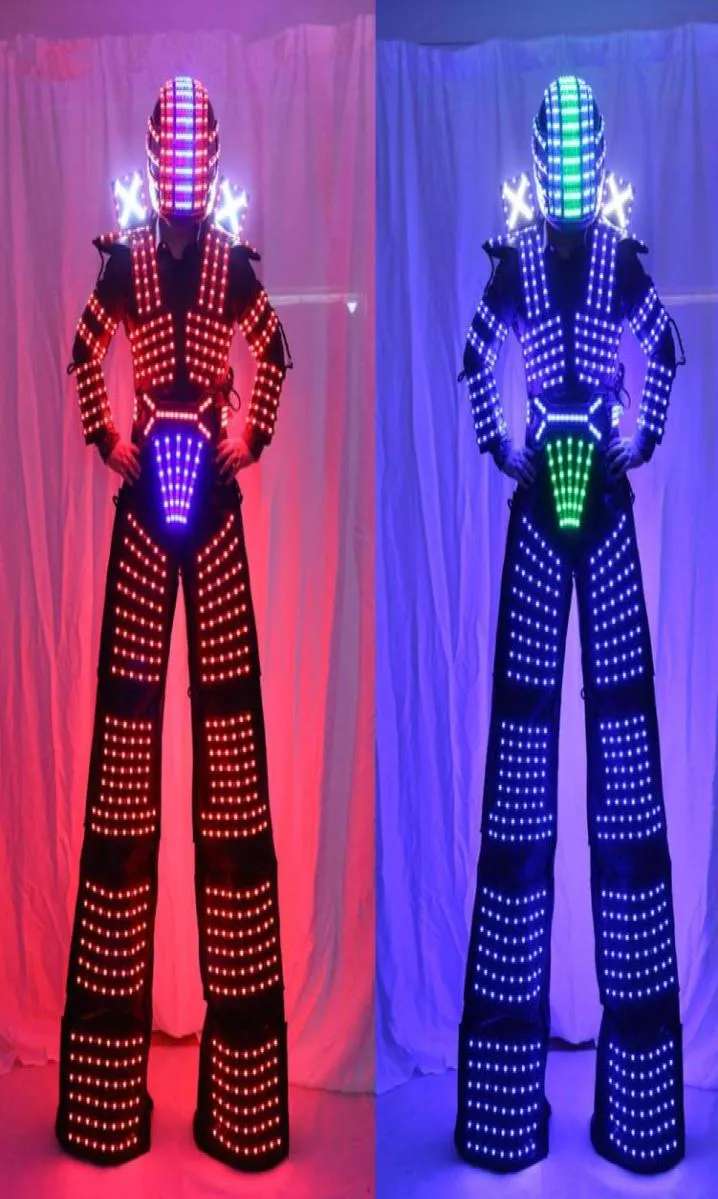 LED Robot Costume David Guetta Led Robot Suit Illumined kryoman Robot Stilts Clothes Luminous Costumes3781569