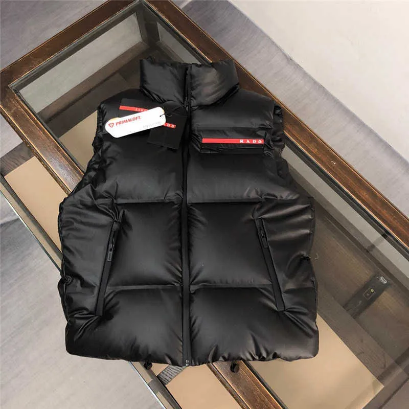 Men's Down Parkas p Family Casual High Version Standing Collar Down Vest Rubber Strip Triangle Jacket Men's Warm