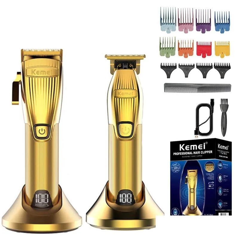 Hårtrimmer Kemei Professional Mens Electric Beard Rechargeble Set 230715 Drop Delivery DHJ3Z