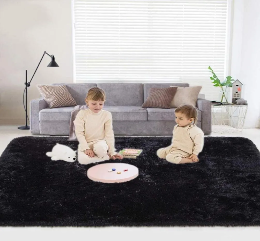 Fluffiga områden mattor svart shag matta sovrum vardagsrum rugst fuzzy matta för kid039s heminredning textilgolv mat8507446