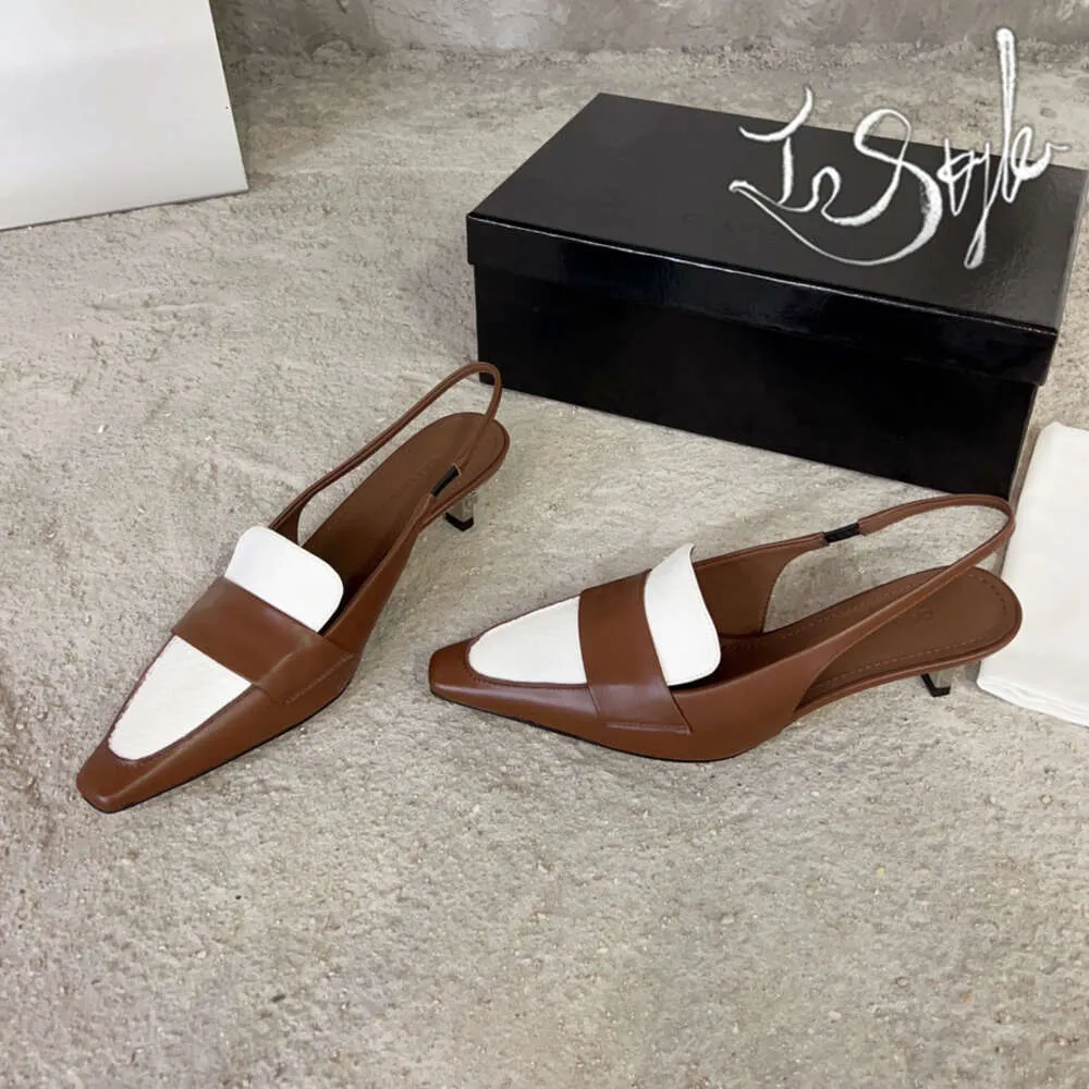 カルビンルー靴デザイナーサンダルレディールローヒール4cm茶色の尖った夏のカジュアルサンダル魅力的なドレスシューズ
