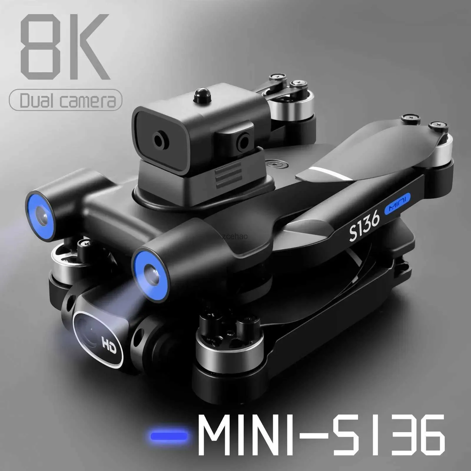 Drones Nouveau S136 GPS Drone 6K professionnel double caméra ESC flux optique positionnement évitement d'obstacles sans brosse RC pliable quadrirotor