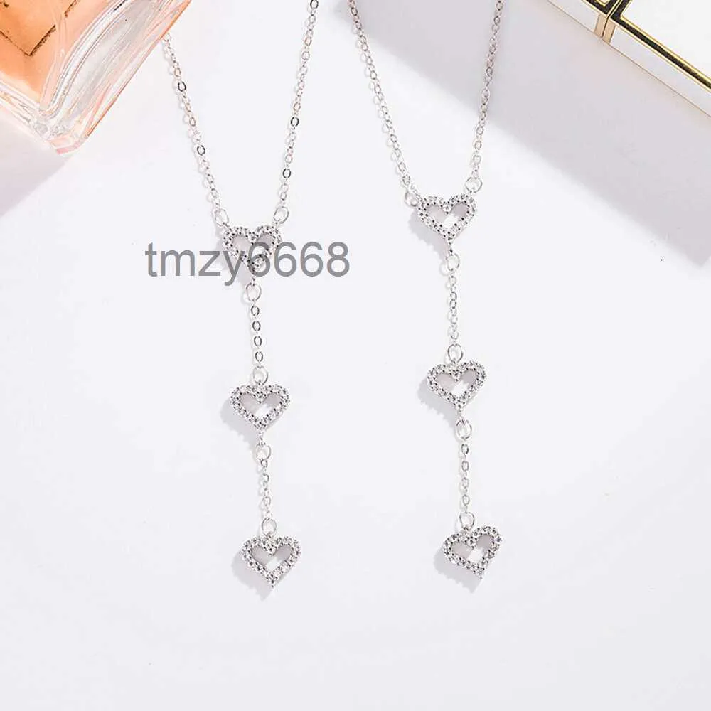 Necklace Tiffan Heart Women's Fashion Love Diamond 925 Sterling Silver Triple New Pendant Clavicle Chain Designer Tiff Luxury Jewelry 5XQR