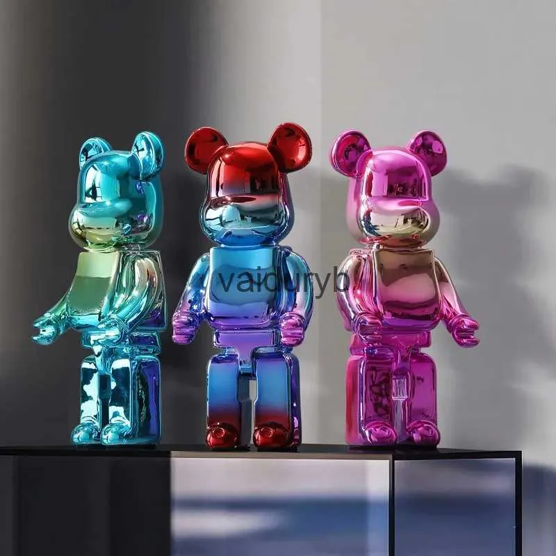 Action Toy Figures Electropated Bearbrick Violent Bear Action Figures Ornament Living Room Tablett Dekorationer Trendiga leksaker Handgjorda presentvaidurb