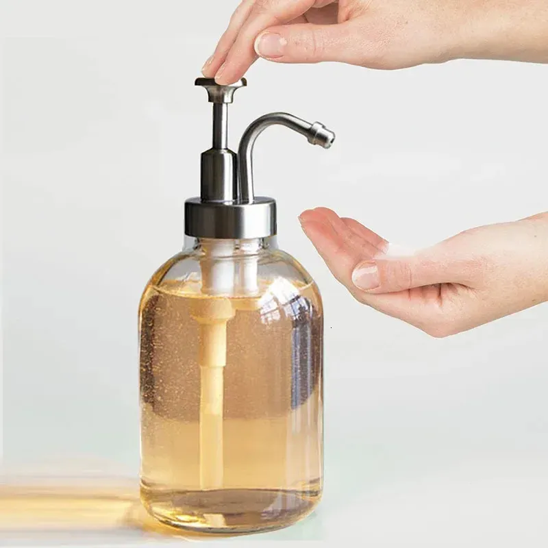 Set Da 2 Dispenser Sapone In Vetro Blu Con Pompa – 400 Ml, Stile Nordico Per Bagno E Cucina