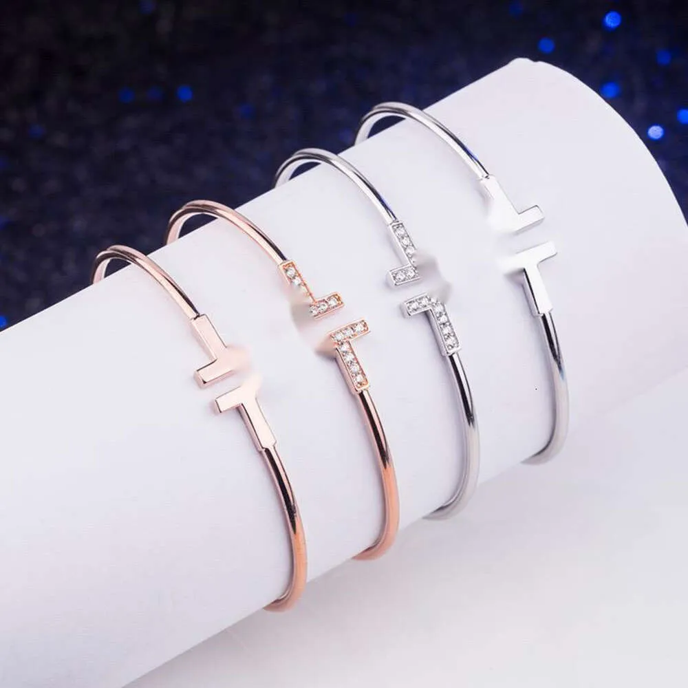 Mode Silber Rose Gold Armband Pour Hommes Charm Armreif Braccialetto Pulsera für Herren Frauen Hochzeit Liebhaber Geschenk Luxus T Diamant Armbänder Tennis Schmuck 901