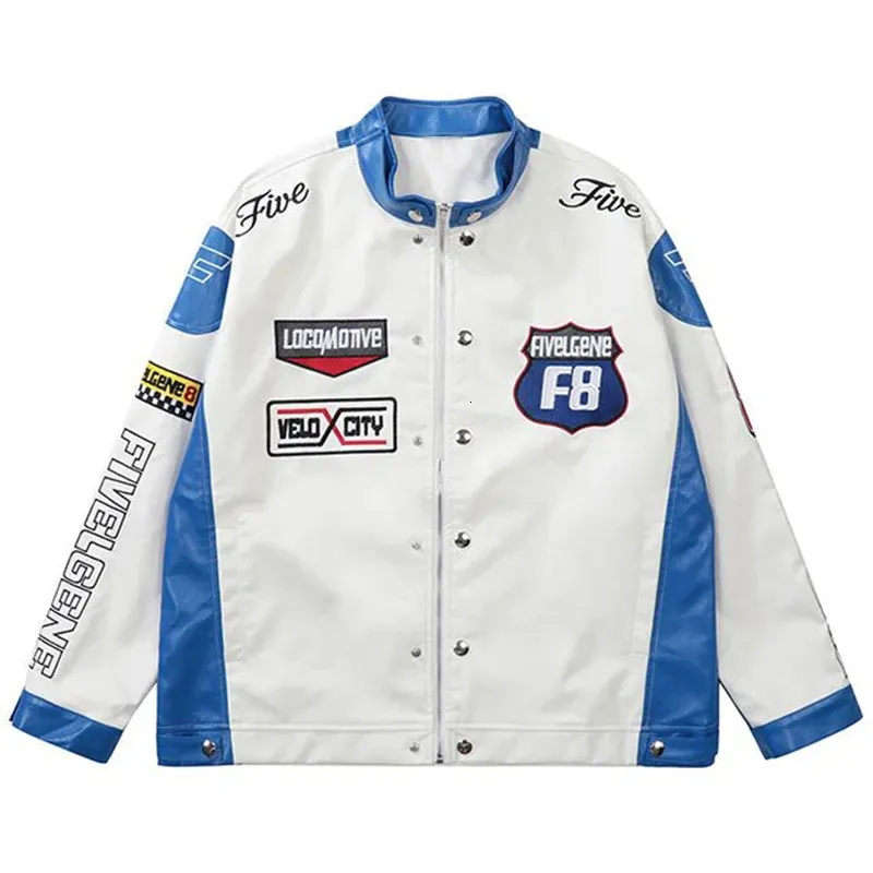 Vintage Leather Bershka Leather Racing Jacket For Men And
