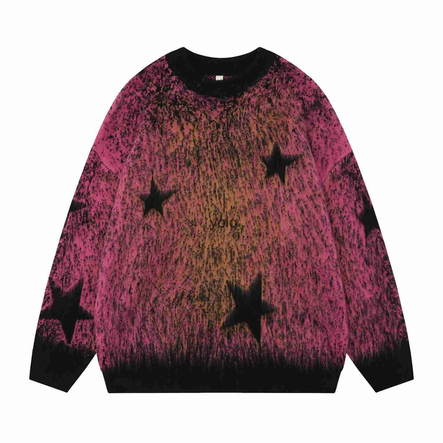 Men's Hoodies Sweatshirts American Tie Dyed Plush Sweater Long Sleeved Men's and Women's High Street Loose Casual Seahorse Wool Knitted Pullovers 2023yolq