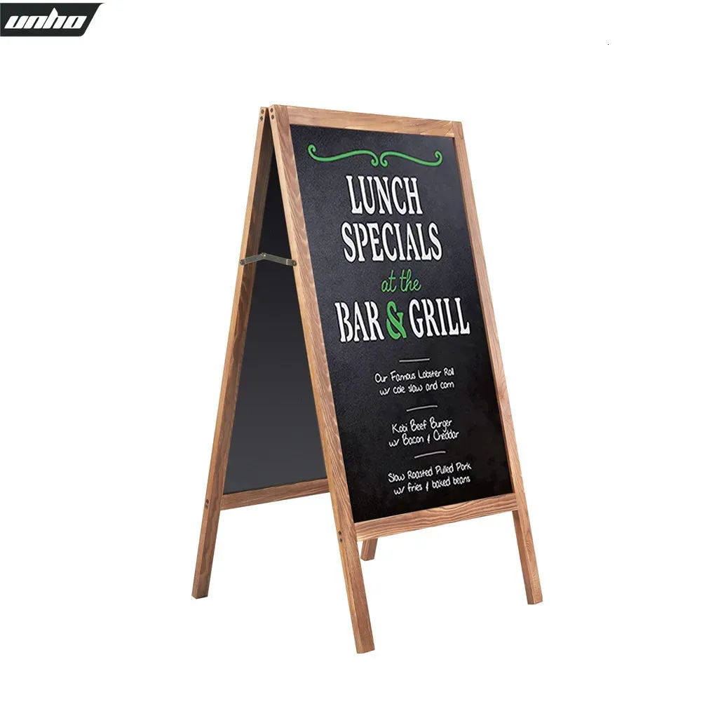 Free Standing Magnetic Sand Writing Board A-Frame Drawing Painting Board Menu Display Sidewalk Wooden Chalkboard 240111