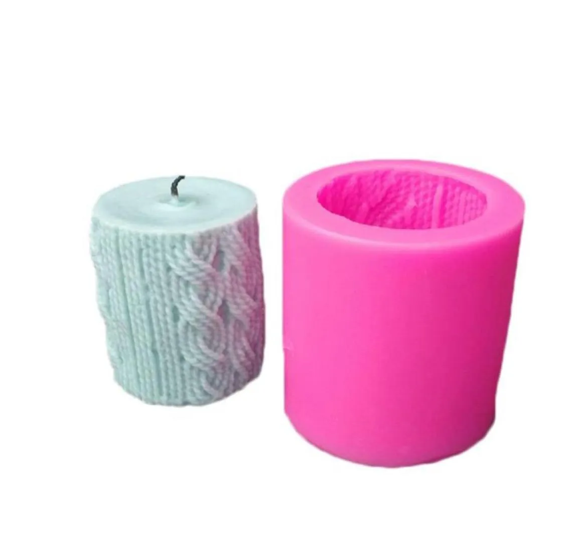 Candele 3D per maglieria Lana Cilindro Candela in silicone Stampo per cioccolato Linee Forma Stampo fai da te Strumenti artigianali Fornitura per feste1701211