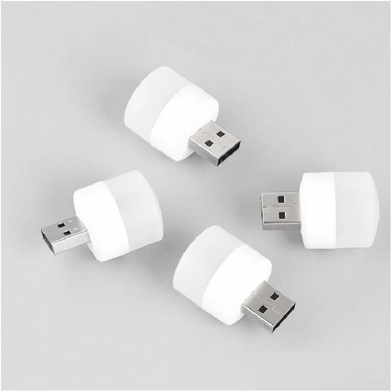 Andra mobiltelefontillbehör USB Plug Lamp Mini Night Light Computer Mobile Power Charging Small Book Lamps Led Eye Protection Readi Dhnbf