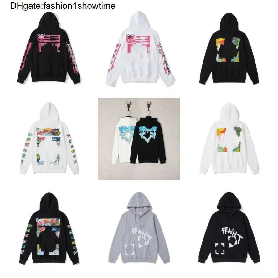 24ss OFF Flower Designer Fashion Mens Hoodies X Printed Hoodie Unisex Women Hooded Sweatshirt Asian Size DKOV