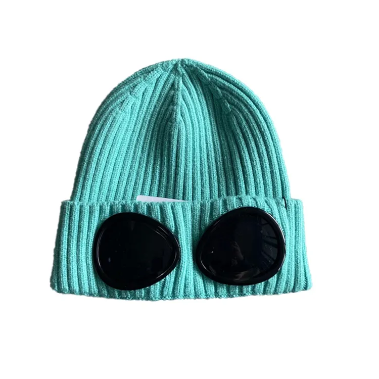 Designer Twee Lens Bril Goggles Mutsen Mannen Gebreide Hoeden Skull Caps Outdoor Vrouwen Uniesex Winter Beanie Zwarte Motorkap Gorros L6