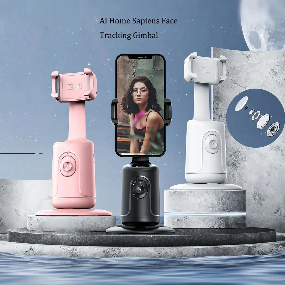 AI Smart Gimbal 360 ° Auto Face Tracking Supporto per telefono con rotazione allinone per smartphone video Vlog Live Stabilizzatore treppiede 240111