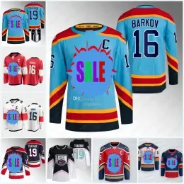 Custom Florida''Panthers''16 Aleksander Barkov Hockey Jersey Reverse 5 Aaron Ekblad 19 Matthew Tkachuk Sergei Bobrovsky Hornqvist Reinhart Spencer